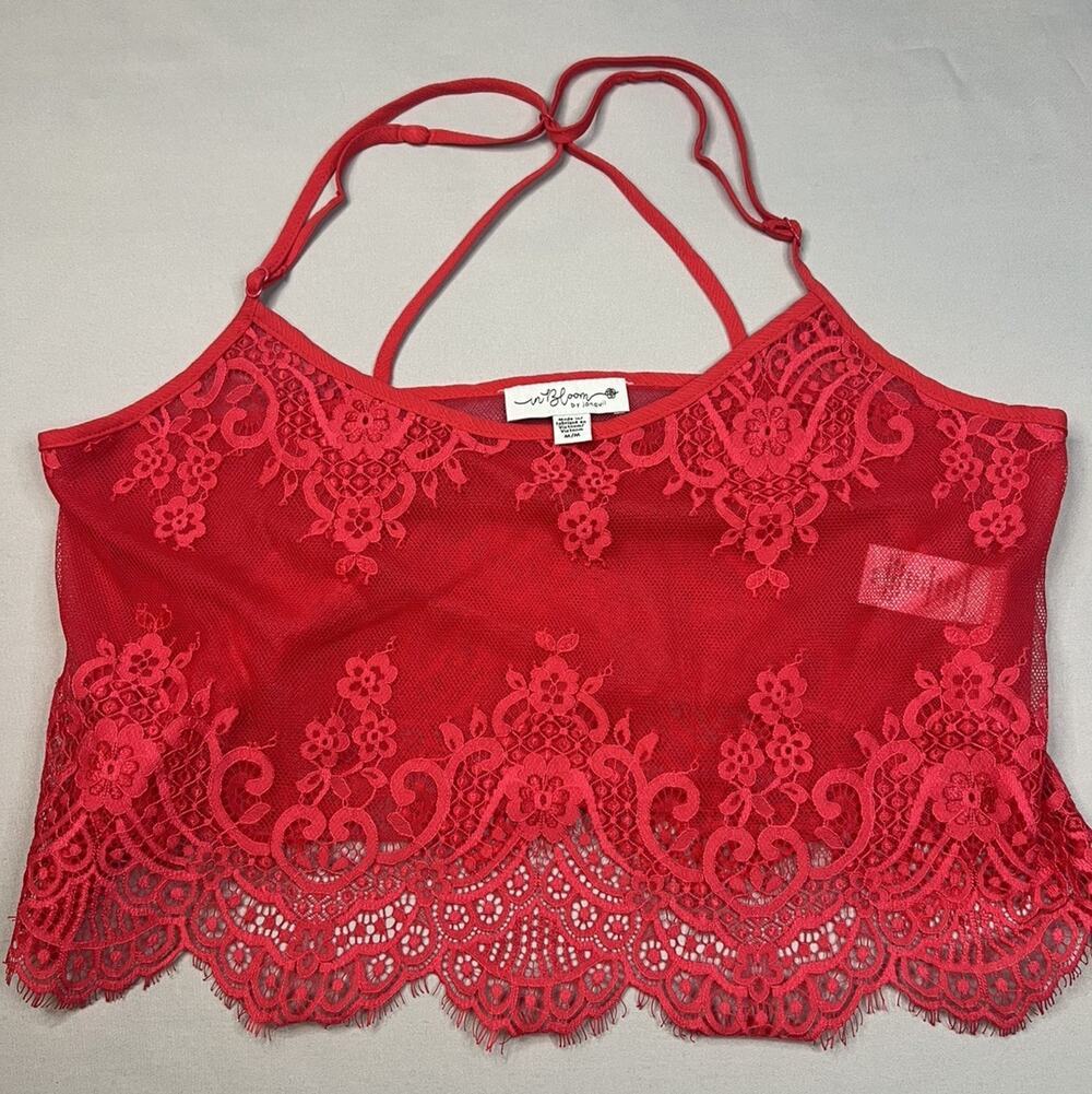 In Bloom by Jonquil Pink Lace Crop Women’s Lingerie Tank Size Medium